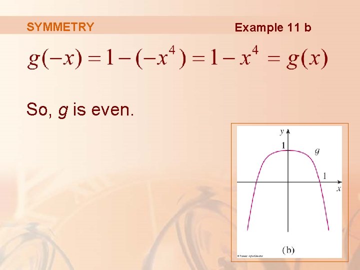 SYMMETRY So, g is even. Example 11 b 