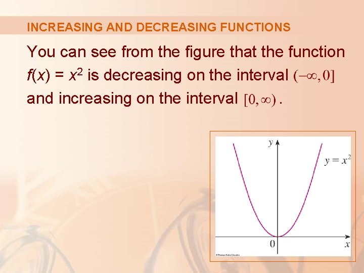 INCREASING AND DECREASING FUNCTIONS You can see from the figure that the function f(x)