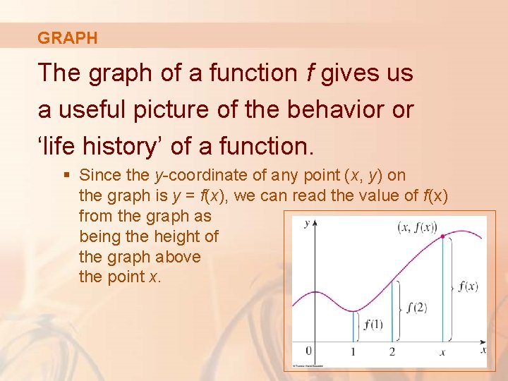 GRAPH The graph of a function f gives us a useful picture of the