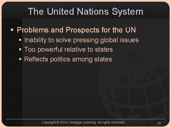 The United Nations System § Problems and Prospects for the UN § Inability to The United Nations System § Problems and Prospects for the UN § Inability to