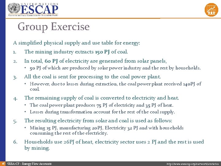 Group Exercise A simplified physical supply and use table for energy: 1. The mining