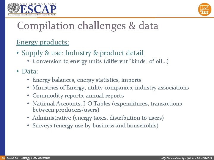 Compilation challenges & data Energy products: • Supply & use: Industry & product detail