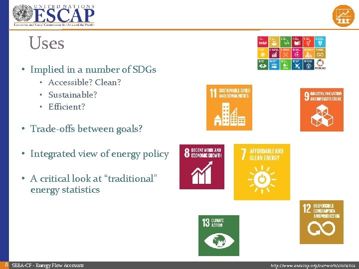 Uses • Implied in a number of SDGs • Accessible? Clean? • Sustainable? •