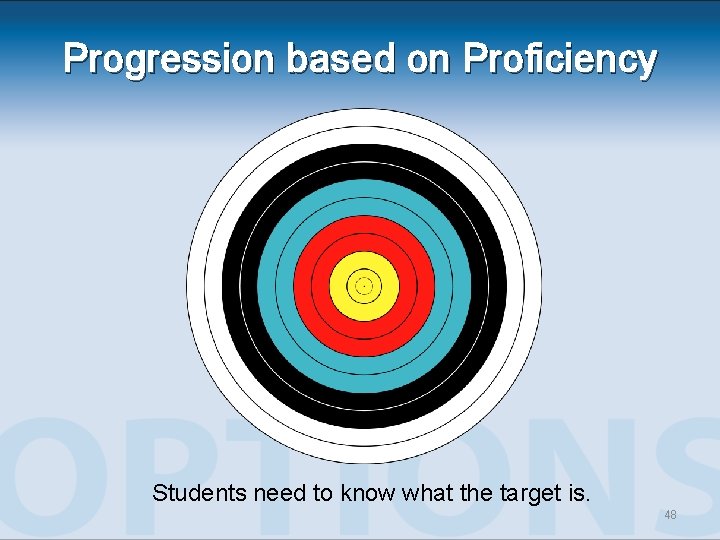 Progression based on Proficiency Students need to know what the target is. 48 Progression based on Proficiency Students need to know what the target is. 48
