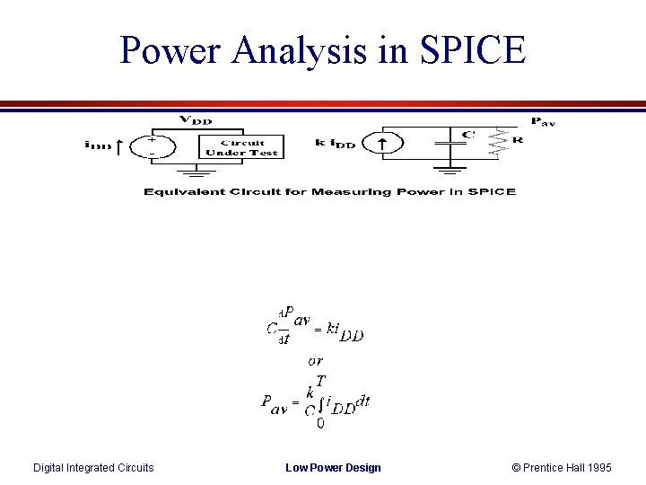 Power Analysis in SPICE Digital Integrated Circuits Low Power Design © Prentice Hall 1995