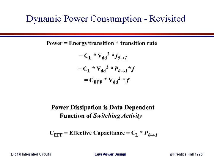 Dynamic Power Consumption - Revisited Digital Integrated Circuits Low Power Design © Prentice Hall