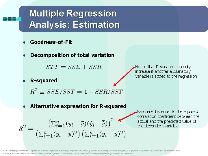 Multiple Regression Analysis: Estimation ● Goodness-of-Fit ● Decomposition of total variation ● R-squared ● Multiple Regression Analysis: Estimation ● Goodness-of-Fit ● Decomposition of total variation ● R-squared ●