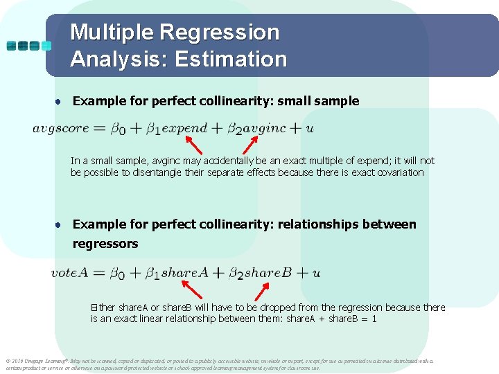Multiple Regression Analysis: Estimation ● Example for perfect collinearity: small sample In a small Multiple Regression Analysis: Estimation ● Example for perfect collinearity: small sample In a small