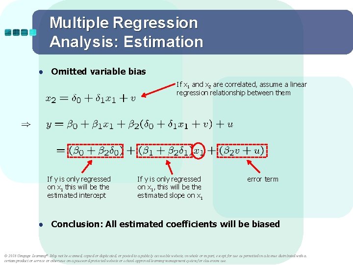 Multiple Regression Analysis: Estimation ● Omitted variable bias If x 1 and x 2 Multiple Regression Analysis: Estimation ● Omitted variable bias If x 1 and x 2