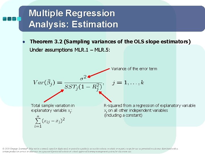 Multiple Regression Analysis: Estimation ● Theorem 3. 2 (Sampling variances of the OLS slope Multiple Regression Analysis: Estimation ● Theorem 3. 2 (Sampling variances of the OLS slope