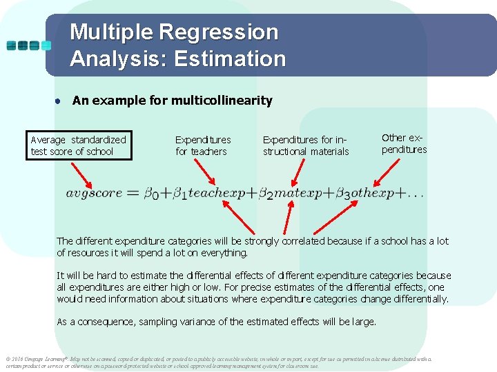 Multiple Regression Analysis: Estimation ● An example for multicollinearity Average standardized test score of Multiple Regression Analysis: Estimation ● An example for multicollinearity Average standardized test score of
