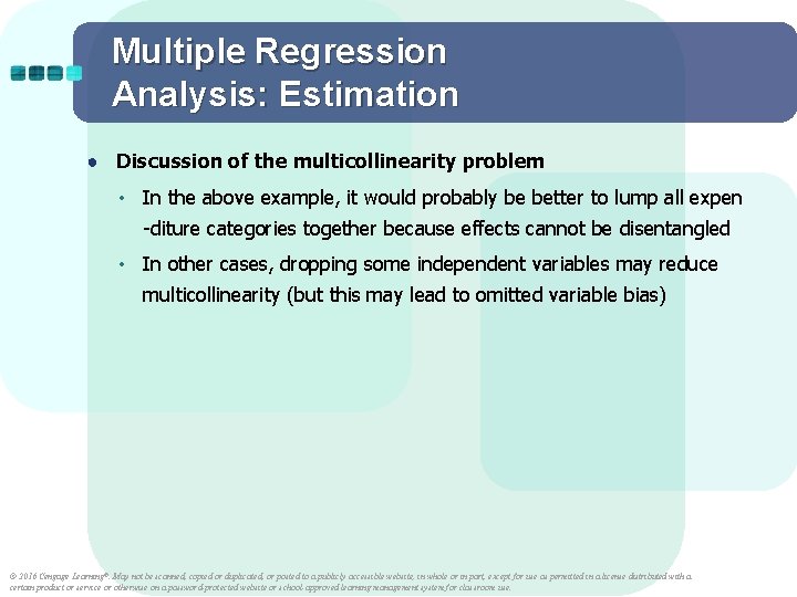 Multiple Regression Analysis: Estimation ● Discussion of the multicollinearity problem • In the above Multiple Regression Analysis: Estimation ● Discussion of the multicollinearity problem • In the above