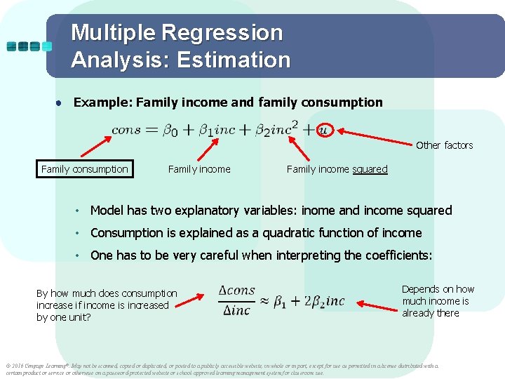 Multiple Regression Analysis: Estimation ● Example: Family income and family consumption Other factors Family Multiple Regression Analysis: Estimation ● Example: Family income and family consumption Other factors Family