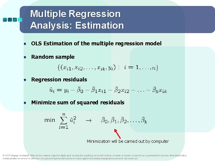 Multiple Regression Analysis: Estimation ● OLS Estimation of the multiple regression model ● Random Multiple Regression Analysis: Estimation ● OLS Estimation of the multiple regression model ● Random