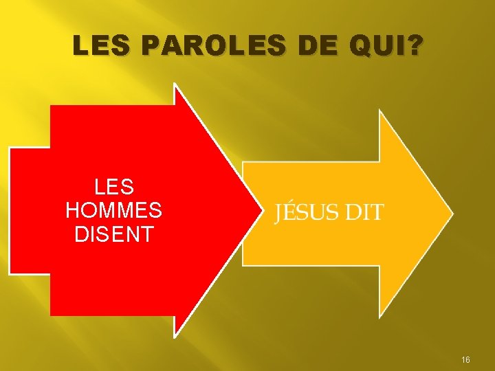 LES PAROLES DE QUI? LES HOMMES DISENT 16 