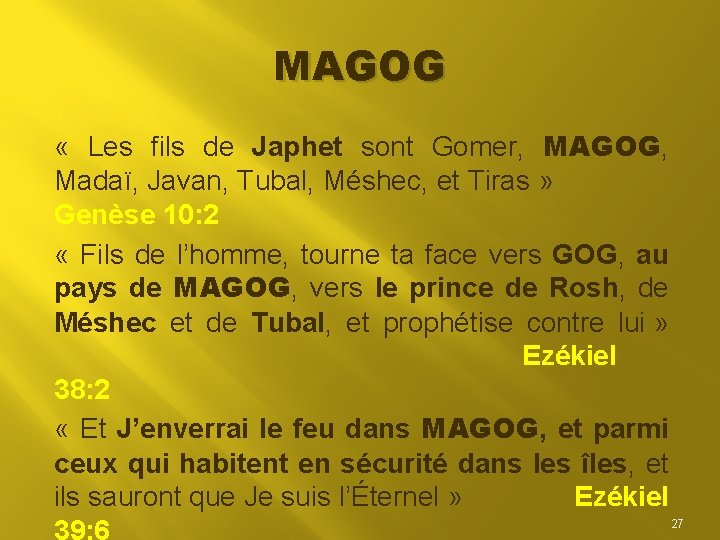 MAGOG « Les fils de Japhet sont Gomer, MAGOG, Madaï, Javan, Tubal, Méshec, et