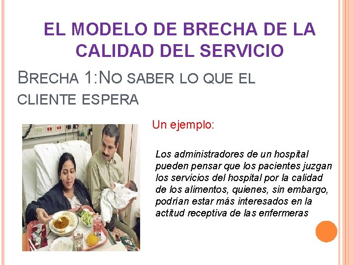 EL MODELO DE BRECHA DE LA CALIDAD DEL SERVICIO BRECHA 1: NO SABER LO