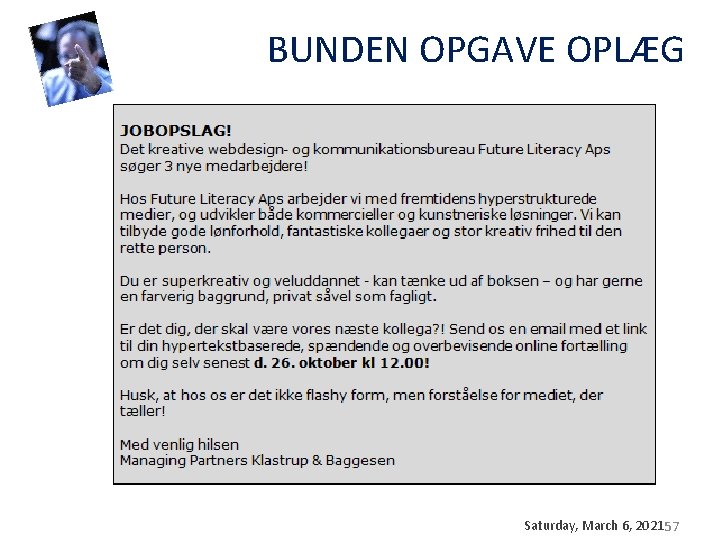 BUNDEN OPGAVE OPLÆG Saturday, March 6, 2021 57 BUNDEN OPGAVE OPLÆG Saturday, March 6, 2021 57