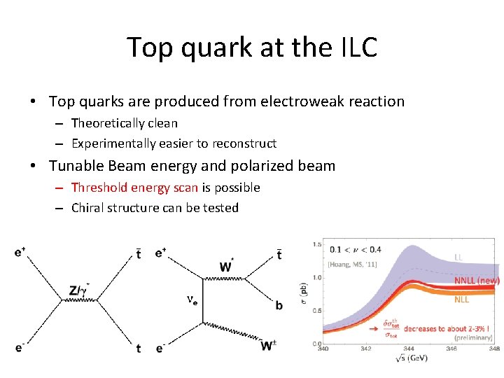 Top quark at the ILC • Top quarks are produced from electroweak reaction –