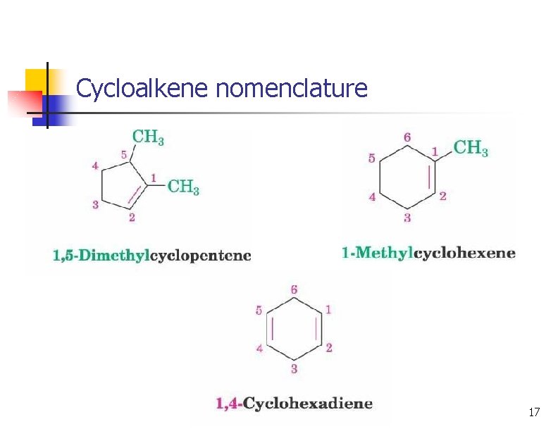 Cycloalkene nomenclature 17 