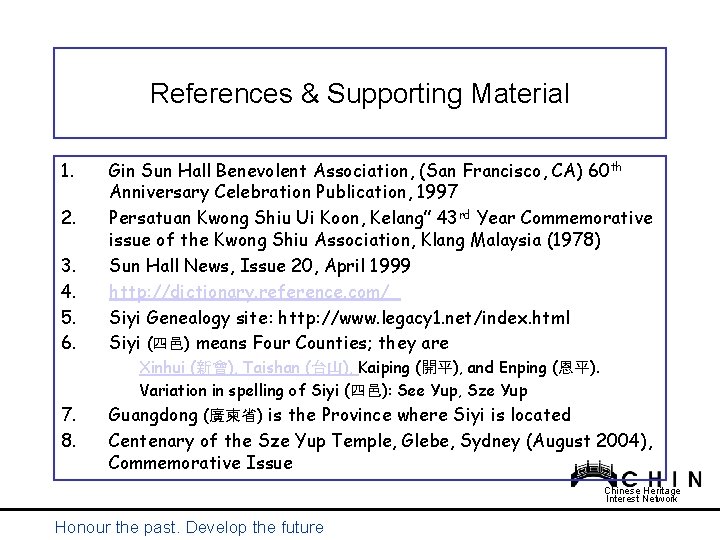 References & Supporting Material 1. 2. 3. 4. 5. 6. Gin Sun Hall Benevolent References & Supporting Material 1. 2. 3. 4. 5. 6. Gin Sun Hall Benevolent