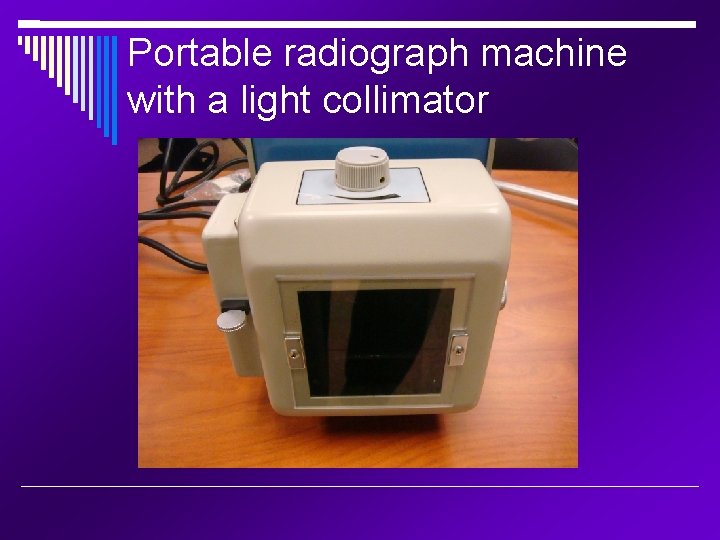Portable radiograph machine with a light collimator 