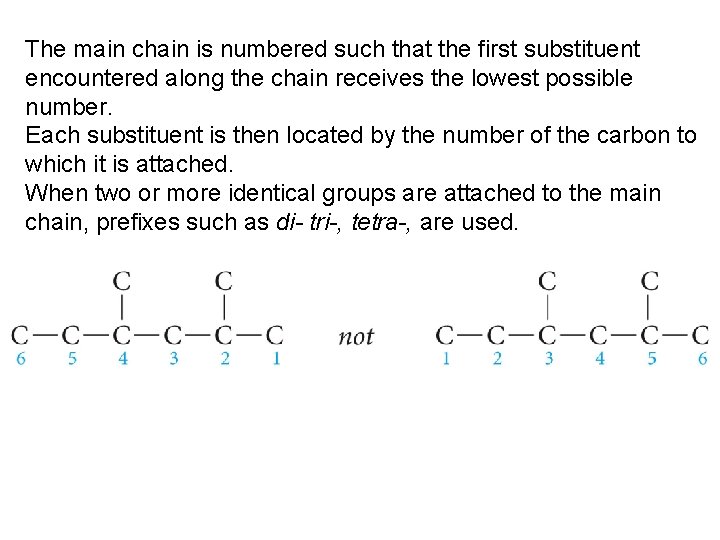 The main chain is numbered such that the first substituent encountered along the chain