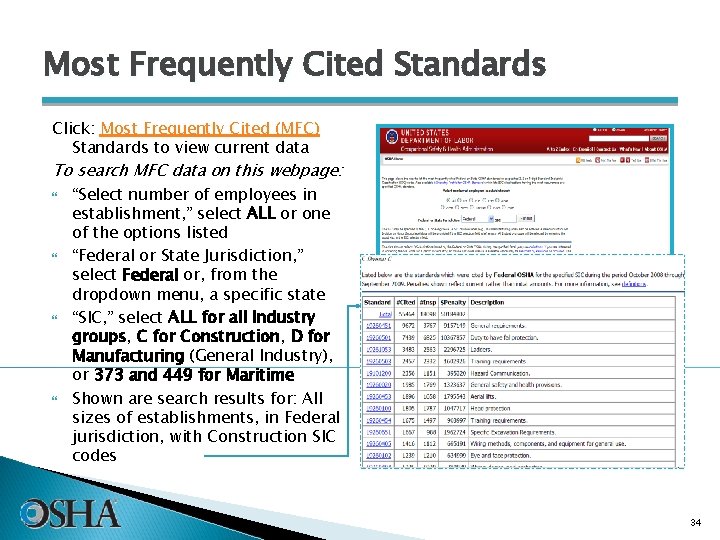 Most Frequently Cited Standards Click: Most Frequently Cited (MFC) Standards to view current data