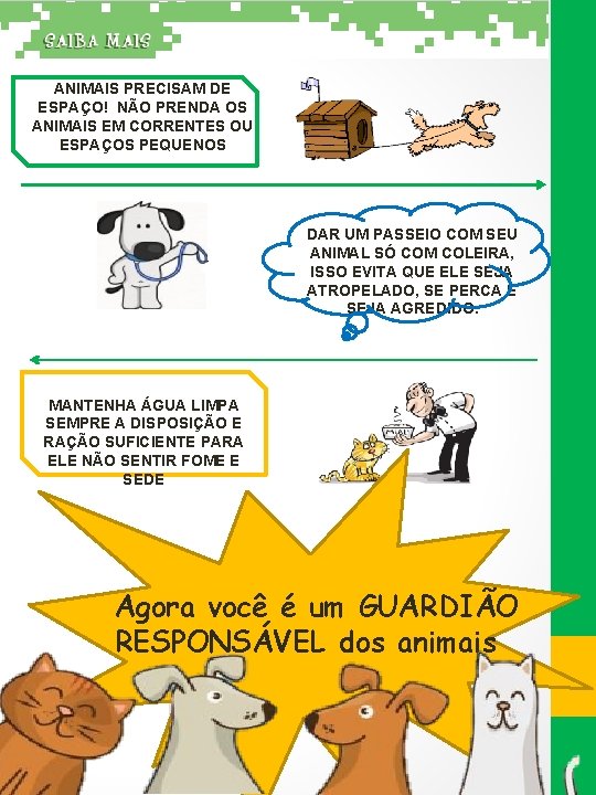 ANIMAIS PRECISAM DE ESPAÇO! NÃO PRENDA OS ANIMAIS EM CORRENTES OU ESPAÇOS PEQUENOS DAR