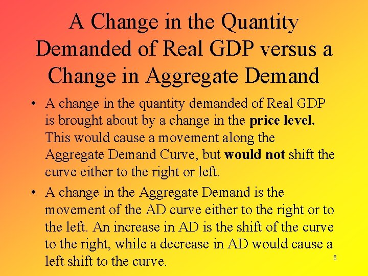 A Change in the Quantity Demanded of Real GDP versus a Change in Aggregate