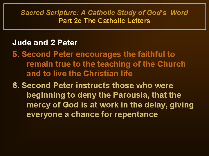 Sacred Scripture: A Catholic Study of God’s Word Part 2 c The Catholic Letters