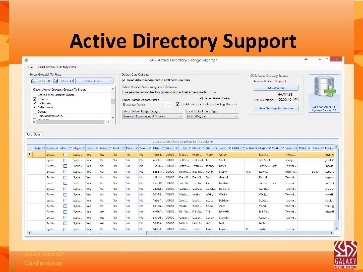 Active Directory Support 2014 Dealer Conference 