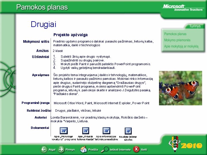 Drugiai Projekto apžvalga Pradinio ugdymo programos dalykai: pasaulio pažinimas, lietuvių kalba, matematika, dailė ir
