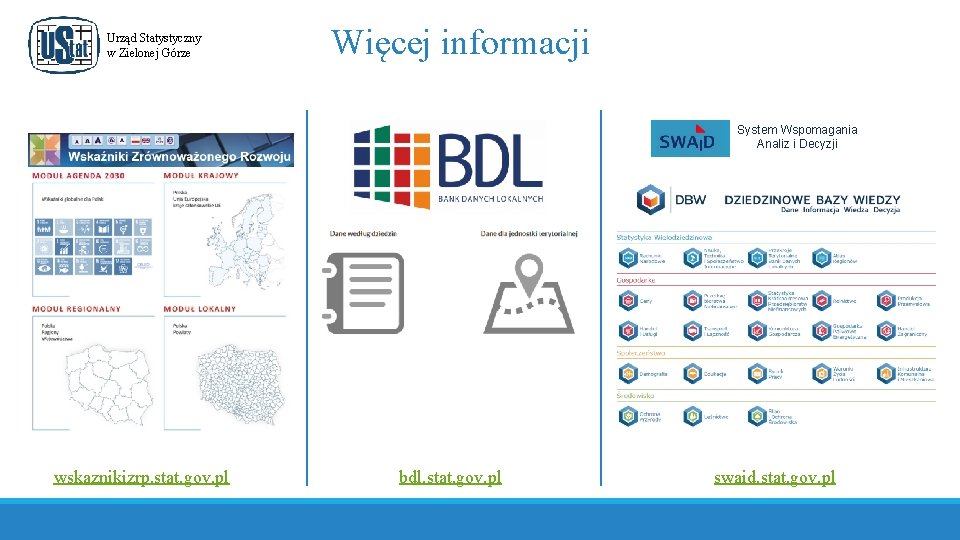 Urząd Statystyczny w Zielonej Górze Więcej informacji System Wspomagania Analiz i Decyzji wskaznikizrp. stat.