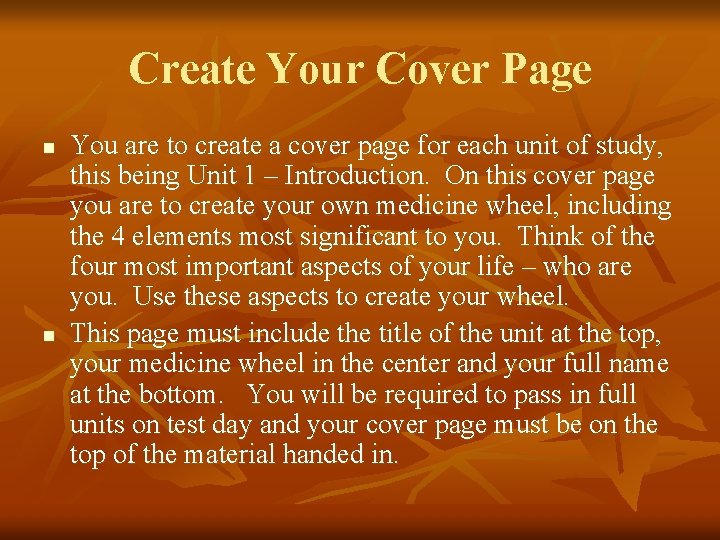 Create Your Cover Page n n You are to create a cover page for