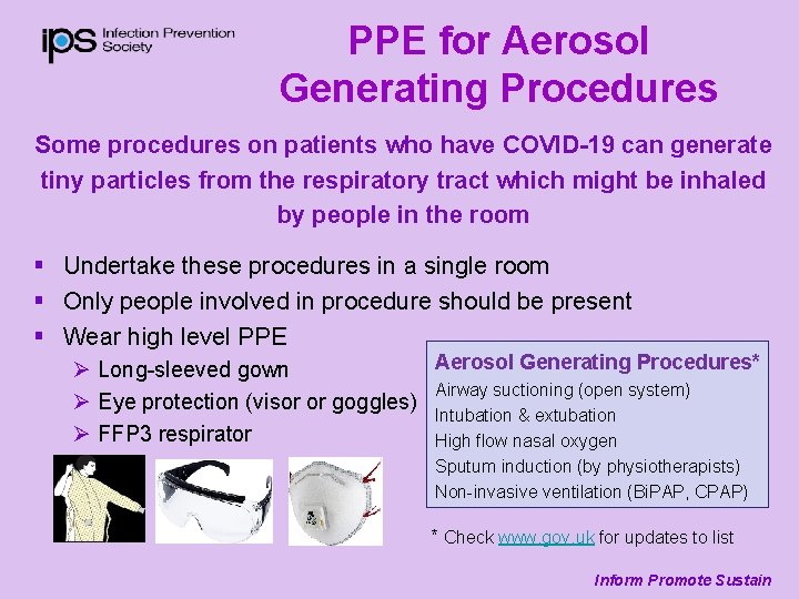 PPE for Aerosol Generating Procedures Some procedures on patients who have COVID-19 can generate