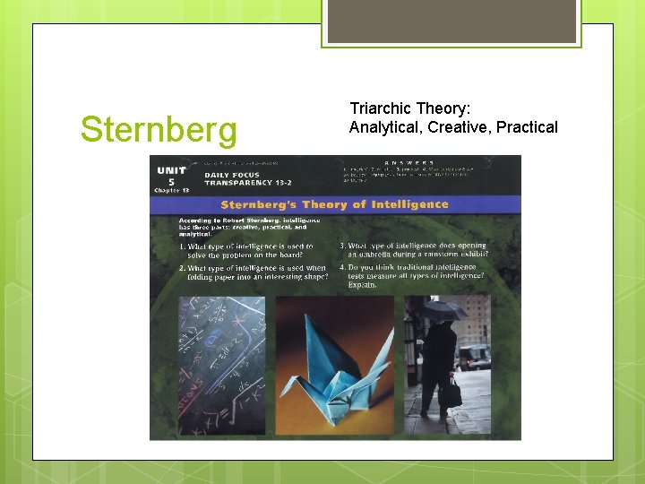 Sternberg Triarchic Theory: Analytical, Creative, Practical 