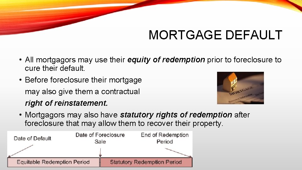 MORTGAGE DEFAULT • All mortgagors may use their equity of redemption prior to foreclosure