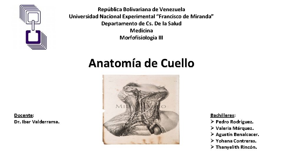República Bolivariana de Venezuela Universidad Nacional Experimental “Francisco de Miranda” Departamento de Cs. De