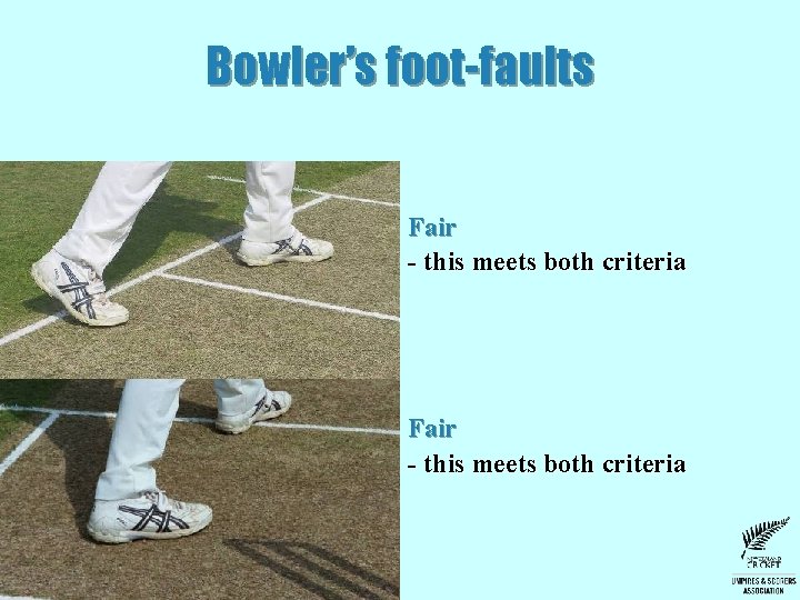 Bowler’s foot-faults Fair - this meets both criteria 