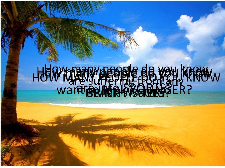 How many people do you know HOW MANY PEOPLE DO YOU KNOW are suffering