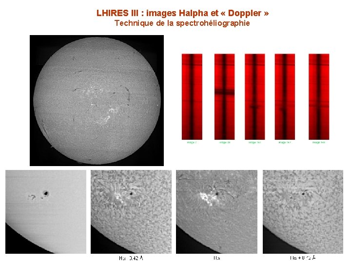 LHIRES III : images Halpha et « Doppler » Technique de la spectrohéliographie 