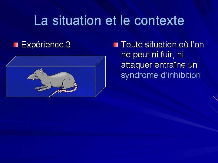 La situation et le contexte Expérience 3 Toute situation où l’on ne peut ni