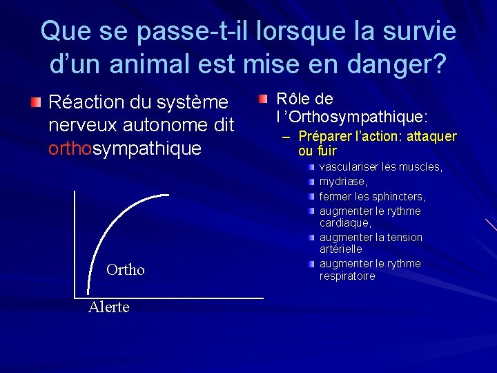 Que se passe-t-il lorsque la survie d’un animal est mise en danger? Réaction du