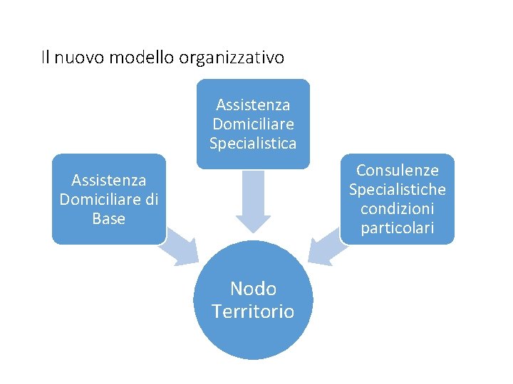 Il nuovo modello organizzativo Assistenza Domiciliare Specialistica Consulenze Specialistiche condizioni particolari Assistenza Domiciliare di