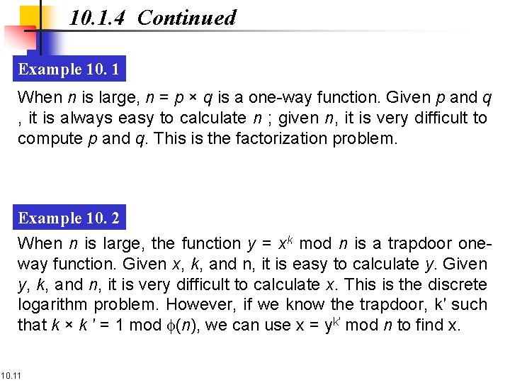 10. 1. 4 Continued Example 10. 1 When n is large, n = p