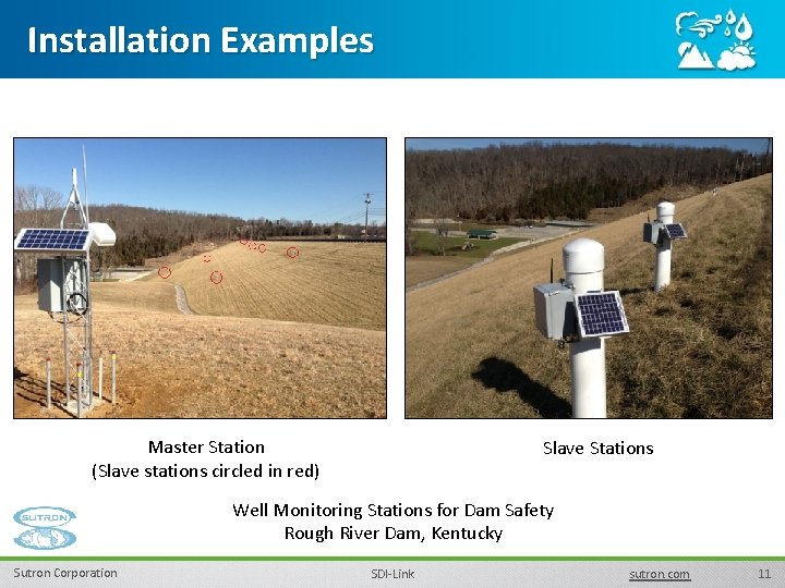 Installation Examples Master Station (Slave stations circled in red) Slave Stations Well Monitoring Stations Installation Examples Master Station (Slave stations circled in red) Slave Stations Well Monitoring Stations