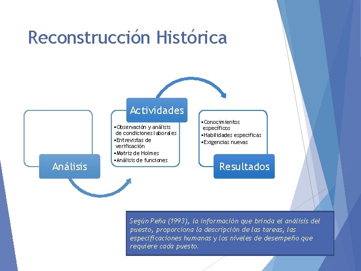 Reconstrucción Histórica Actividades Análisis • Observación y análisis de condiciones laborales • Entrevistas de