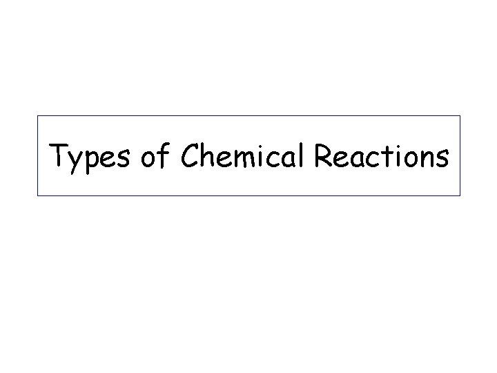 Types of Chemical Reactions 