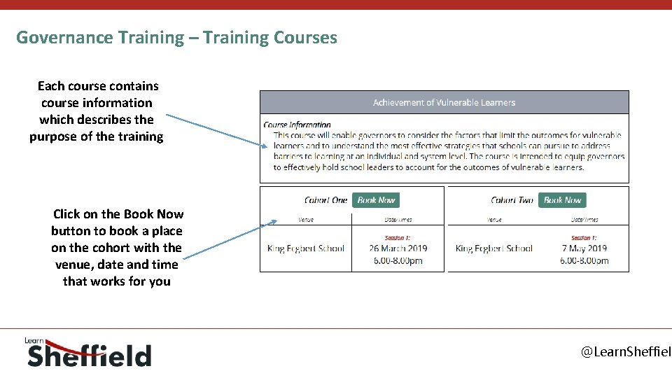 Governance Training – Training Courses Each course contains course information which describes the purpose